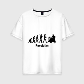 Женская футболка хлопок Oversize с принтом Revolution в Белгороде, 100% хлопок | свободный крой, круглый ворот, спущенный рукав, длина до линии бедер
 | i love rock | music | revolution | rock | skull | музыкантам | рок