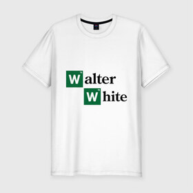 Мужская футболка премиум с принтом Walter White в Белгороде, 92% хлопок, 8% лайкра | приталенный силуэт, круглый вырез ворота, длина до линии бедра, короткий рукав | Тематика изображения на принте: breaking bad | meth | walter | white | вайт | варить | во все тяжкие | мет | уолтер