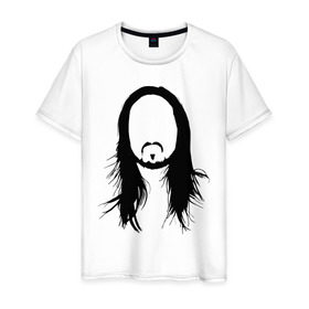 Мужская футболка хлопок с принтом steve aoki в Белгороде, 100% хлопок | прямой крой, круглый вырез горловины, длина до линии бедер, слегка спущенное плечо. | dj | steve aoki | клубная музыка | сти́в хирою́ки ао́ки