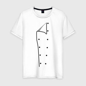 Мужская футболка хлопок с принтом Шеф повар в Белгороде, 100% хлопок | прямой крой, круглый вырез горловины, длина до линии бедер, слегка спущенное плечо. | для повара | имитация одежды | одежда | отворот | повар | пуговица | пуговицы | шеф повар