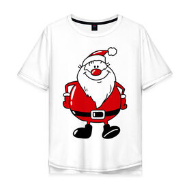 Мужская футболка хлопок Oversize с принтом Дедушка мороз в Белгороде, 100% хлопок | свободный крой, круглый ворот, “спинка” длиннее передней части | дед | дед мороз | клаус | мороз | новгодний подарок | новогодние подарки | новый год | санта | санта клаус