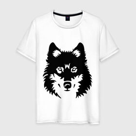 Мужская футболка хлопок с принтом Волк. в Белгороде, 100% хлопок | прямой крой, круглый вырез горловины, длина до линии бедер, слегка спущенное плечо. | волк | волчара | волчок | животные | собака | хищник
