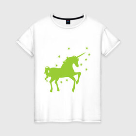Женская футболка хлопок с принтом Единорог в Белгороде, 100% хлопок | прямой крой, круглый вырез горловины, длина до линии бедер, слегка спущенное плечо | unicorn | единорог | единорожик | единорожка