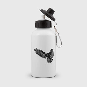 Бутылка спортивная с принтом Летящий орел в Белгороде, металл | емкость — 500 мл, в комплекте две пластиковые крышки и карабин для крепления | орел | орленок | птица