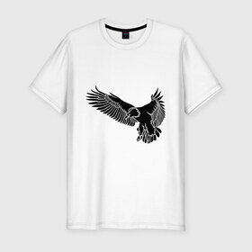 Мужская футболка премиум с принтом Летящий орел в Белгороде, 92% хлопок, 8% лайкра | приталенный силуэт, круглый вырез ворота, длина до линии бедра, короткий рукав | орел | орленок | птица