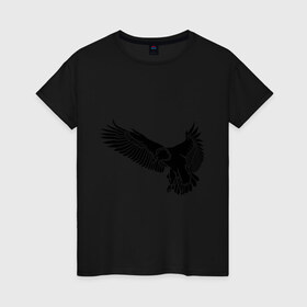 Женская футболка хлопок с принтом Летящий орел в Белгороде, 100% хлопок | прямой крой, круглый вырез горловины, длина до линии бедер, слегка спущенное плечо | орел | орленок | птица