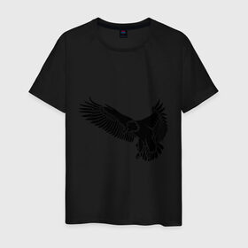 Мужская футболка хлопок с принтом Летящий орел в Белгороде, 100% хлопок | прямой крой, круглый вырез горловины, длина до линии бедер, слегка спущенное плечо. | орел | орленок | птица