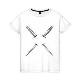 Женская футболка хлопок с принтом Иглы в Белгороде, 100% хлопок | прямой крой, круглый вырез горловины, длина до линии бедер, слегка спущенное плечо | английская булавка | булавка | иглы | иголка