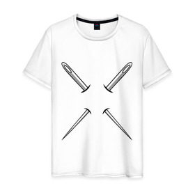 Мужская футболка хлопок с принтом Иглы в Белгороде, 100% хлопок | прямой крой, круглый вырез горловины, длина до линии бедер, слегка спущенное плечо. | английская булавка | булавка | иглы | иголка