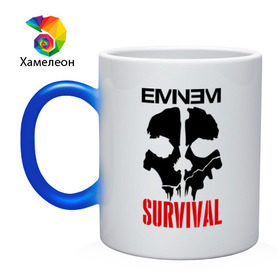 Кружка хамелеон с принтом Eminem - Survival в Белгороде, керамика | меняет цвет при нагревании, емкость 330 мл | eminem   survival | gangsta | gansta | hip | hip hop | hop | media | rap | survival выживание | еп | рэп | рэпчина | хип | хип хоп | хоп | эминем