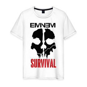 Мужская футболка хлопок с принтом Eminem - Survival в Белгороде, 100% хлопок | прямой крой, круглый вырез горловины, длина до линии бедер, слегка спущенное плечо. | eminem   survival | gangsta | gansta | hip | hip hop | hop | media | rap | survival выживание | еп | рэп | рэпчина | хип | хип хоп | хоп | эминем