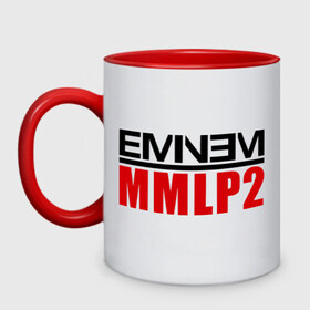 Кружка двухцветная с принтом Eminem MMLP2 в Белгороде, керамика | объем — 330 мл, диаметр — 80 мм. Цветная ручка и кайма сверху, в некоторых цветах — вся внутренняя часть | eminem   survival | eminem mmlp2 | gangsta | gansta | hip | hip hop | hop | rap | survival выживание | еп | рэп | рэпчина | хип | хип хоп | хоп | эминем