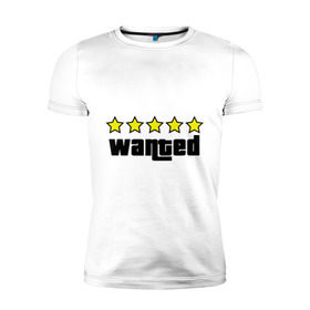 Мужская футболка премиум с принтом GTA - Wanted в Белгороде, 92% хлопок, 8% лайкра | приталенный силуэт, круглый вырез ворота, длина до линии бедра, короткий рукав | gta | wanted | игры