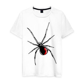 Мужская футболка хлопок с принтом Черная вдова в Белгороде, 100% хлопок | прямой крой, круглый вырез горловины, длина до линии бедер, слегка спущенное плечо. | паук | тарантул | черная вдова | черная вдованасекомые