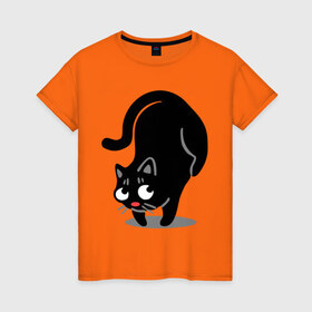 Женская футболка хлопок с принтом Баланс в Белгороде, 100% хлопок | прямой крой, круглый вырез горловины, длина до линии бедер, слегка спущенное плечо | cat | баланс | киса | кот | коты | кошка | кошки | няш