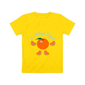 Детская футболка хлопок с принтом С Новым Годом (мандарин) в Белгороде, 100% хлопок | круглый вырез горловины, полуприлегающий силуэт, длина до линии бедер | 