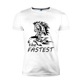 Мужская футболка премиум с принтом The fastest (быстрее всех) в Белгороде, 92% хлопок, 8% лайкра | приталенный силуэт, круглый вырез ворота, длина до линии бедра, короткий рукав | 