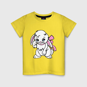 Детская футболка хлопок с принтом Зайка в Белгороде, 100% хлопок | круглый вырез горловины, полуприлегающий силуэт, длина до линии бедер | зайка | идеи подарков | милая зайка | новый год | подарок