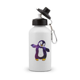 Бутылка спортивная с принтом Пингвин просто космос в Белгороде, металл | емкость — 500 мл, в комплекте две пластиковые крышки и карабин для крепления | пингвин