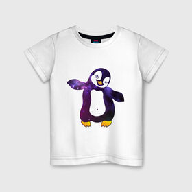 Детская футболка хлопок с принтом Пингвин просто космос в Белгороде, 100% хлопок | круглый вырез горловины, полуприлегающий силуэт, длина до линии бедер | пингвин