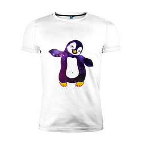 Мужская футболка премиум с принтом Пингвин просто космос в Белгороде, 92% хлопок, 8% лайкра | приталенный силуэт, круглый вырез ворота, длина до линии бедра, короткий рукав | пингвин