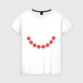 Женская футболка хлопок с принтом Жемчуг в Белгороде, 100% хлопок | прямой крой, круглый вырез горловины, длина до линии бедер, слегка спущенное плечо | бижутерия | бусики | бусы | девушкам | для девушек | жемчуг | разноцветные | украшения