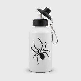 Бутылка спортивная с принтом Страшный паук в Белгороде, металл | емкость — 500 мл, в комплекте две пластиковые крышки и карабин для крепления | насекомые | паук | паук на спине | страшный паук | тарантул