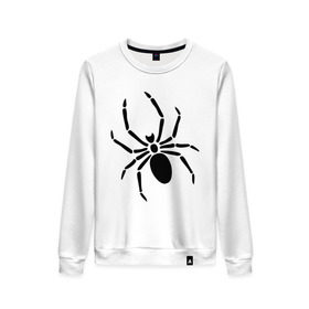 Женский свитшот хлопок с принтом Страшный паук в Белгороде, 100% хлопок | прямой крой, круглый вырез, на манжетах и по низу широкая трикотажная резинка  | насекомые | паук | паук на спине | страшный паук | тарантул
