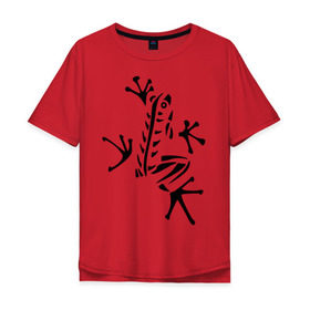 Мужская футболка хлопок Oversize с принтом Лягуха в Белгороде, 100% хлопок | свободный крой, круглый ворот, “спинка” длиннее передней части | животные | лягушка | лягушка путешественница | подарки