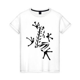 Женская футболка хлопок с принтом Лягуха в Белгороде, 100% хлопок | прямой крой, круглый вырез горловины, длина до линии бедер, слегка спущенное плечо | животные | лягушка | лягушка путешественница | подарки