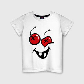 Детская футболка хлопок с принтом Глаза вишенки в Белгороде, 100% хлопок | круглый вырез горловины, полуприлегающий силуэт, длина до линии бедер | вишня | глаза | глаза вишенки | смайл | фрукт