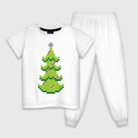 Детская пижама хлопок с принтом Пиксельная елка в Белгороде, 100% хлопок |  брюки и футболка прямого кроя, без карманов, на брюках мягкая резинка на поясе и по низу штанин
 | 8 bit | елочка | ель | новогодняя елка | пиксели | пиксельный | с новым годом | с рождеством