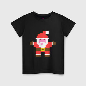 Детская футболка хлопок с принтом Пиксельный Дед Мороз в Белгороде, 100% хлопок | круглый вырез горловины, полуприлегающий силуэт, длина до линии бедер | 8 bit | дед мороз | пиксели | пиксельный | рождество | с новым годом | с рождеством | санта клаус