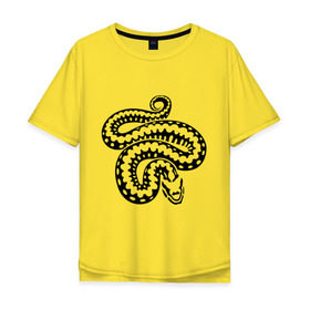 Мужская футболка хлопок Oversize с принтом Силуэт змеи в Белгороде, 100% хлопок | свободный крой, круглый ворот, “спинка” длиннее передней части | животные | змеиная кожа | змея | прикольные картинки | силуэт змеи