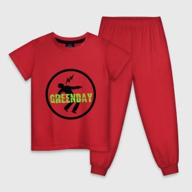 Детская пижама хлопок с принтом Green Day Circle в Белгороде, 100% хлопок |  брюки и футболка прямого кроя, без карманов, на брюках мягкая резинка на поясе и по низу штанин
 | green day circle | зеленый день | музыка | рок