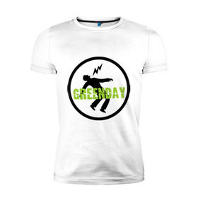 Мужская футболка премиум с принтом Green Day Circle в Белгороде, 92% хлопок, 8% лайкра | приталенный силуэт, круглый вырез ворота, длина до линии бедра, короткий рукав | green day circle | зеленый день | музыка | рок