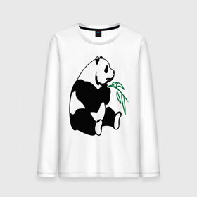 Мужской лонгслив хлопок с принтом Панда и бамбук в Белгороде, 100% хлопок |  | Тематика изображения на принте: бамбук | животные | панда ест бамбук | панда и бамбук