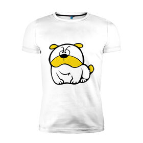 Мужская футболка премиум с принтом Собачка в Белгороде, 92% хлопок, 8% лайкра | приталенный силуэт, круглый вырез ворота, длина до линии бедра, короткий рукав | бульдог | животные | песик | собака | собачка