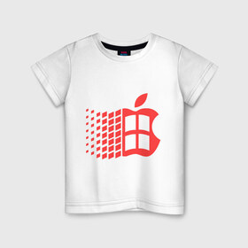 Детская футболка хлопок с принтом Яблоковиндовс в Белгороде, 100% хлопок | круглый вырез горловины, полуприлегающий силуэт, длина до линии бедер | антибренд | яблоко | яблоковиндовс