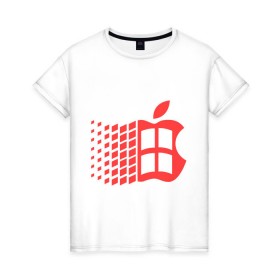 Женская футболка хлопок с принтом Яблоковиндовс в Белгороде, 100% хлопок | прямой крой, круглый вырез горловины, длина до линии бедер, слегка спущенное плечо | антибренд | яблоко | яблоковиндовс