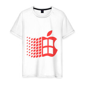 Мужская футболка хлопок с принтом Яблоковиндовс в Белгороде, 100% хлопок | прямой крой, круглый вырез горловины, длина до линии бедер, слегка спущенное плечо. | антибренд | яблоко | яблоковиндовс