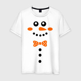 Мужская футболка хлопок с принтом Снеговик. в Белгороде, 100% хлопок | прямой крой, круглый вырез горловины, длина до линии бедер, слегка спущенное плечо. | бабочка