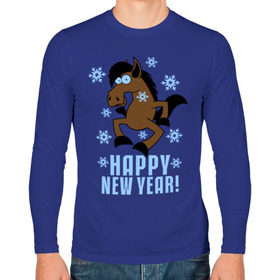 Мужской лонгслив хлопок с принтом Новогодняя Лошадка в Белгороде, 100% хлопок |  | happy new year | идеи подарков | конь | лошадка | новогодняя лошадка | новый год | новый год 2014