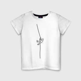Детская футболка хлопок с принтом Скалолаз в Белгороде, 100% хлопок | круглый вырез горловины, полуприлегающий силуэт, длина до линии бедер | в верх | канат | разное спортивное | скала | скалолаз | спорт