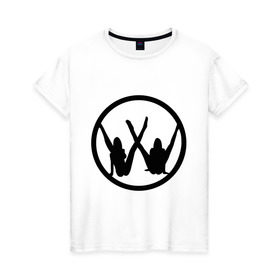 Женская футболка хлопок с принтом Две девушки значок в Белгороде, 100% хлопок | прямой крой, круглый вырез горловины, длина до линии бедер, слегка спущенное плечо | девушки | логотип | фольксваген