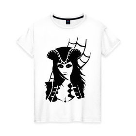 Женская футболка хлопок с принтом Пиратка в Белгороде, 100% хлопок | прямой крой, круглый вырез горловины, длина до линии бедер, слегка спущенное плечо | девушка | караванная пиратка | пиратка | разбойница