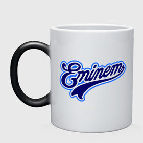 Кружка хамелеон с принтом Eminem logo blue в Белгороде, керамика | меняет цвет при нагревании, емкость 330 мл | bad | berzerk | eminem | gangsta | gansta | hip | hip hop | hop | rap | shady | shady records | еп | рэп | рэпчина | хип | хип хоп | хоп | эминем