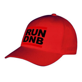 Бейсболка с принтом RUN DNB в Белгороде, 100% хлопок | классический козырек, металлическая застежка-регулятор размера | Тематика изображения на принте: dnb | run | run dnb | музыка | электронная