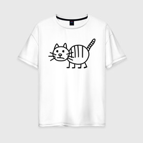 Женская футболка хлопок Oversize с принтом Рисунок кота в Белгороде, 100% хлопок | свободный крой, круглый ворот, спущенный рукав, длина до линии бедер
 | кот | кот с тремя полосками | котик | рисунок кота | смешной кот | усы