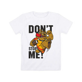 Детская футболка хлопок с принтом Don`t Stop Me в Белгороде, 100% хлопок | круглый вырез горловины, полуприлегающий силуэт, длина до линии бедер | dont stop me | активный вид спорта | собака | спорт | спортивный пес | футбол
